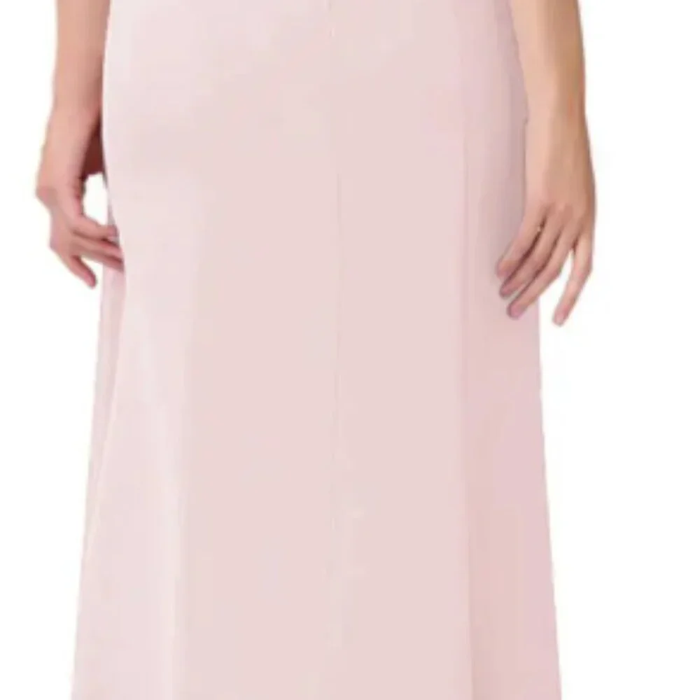 #LEVKOFF Blushing Pink A-Line Off the Shoulder Chiffon Dress - Picture 2 of 2